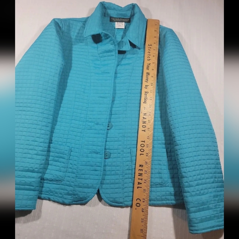 Harve Benard Collection Teal Quilted Jacket Size 14 - Picture 4 of 9